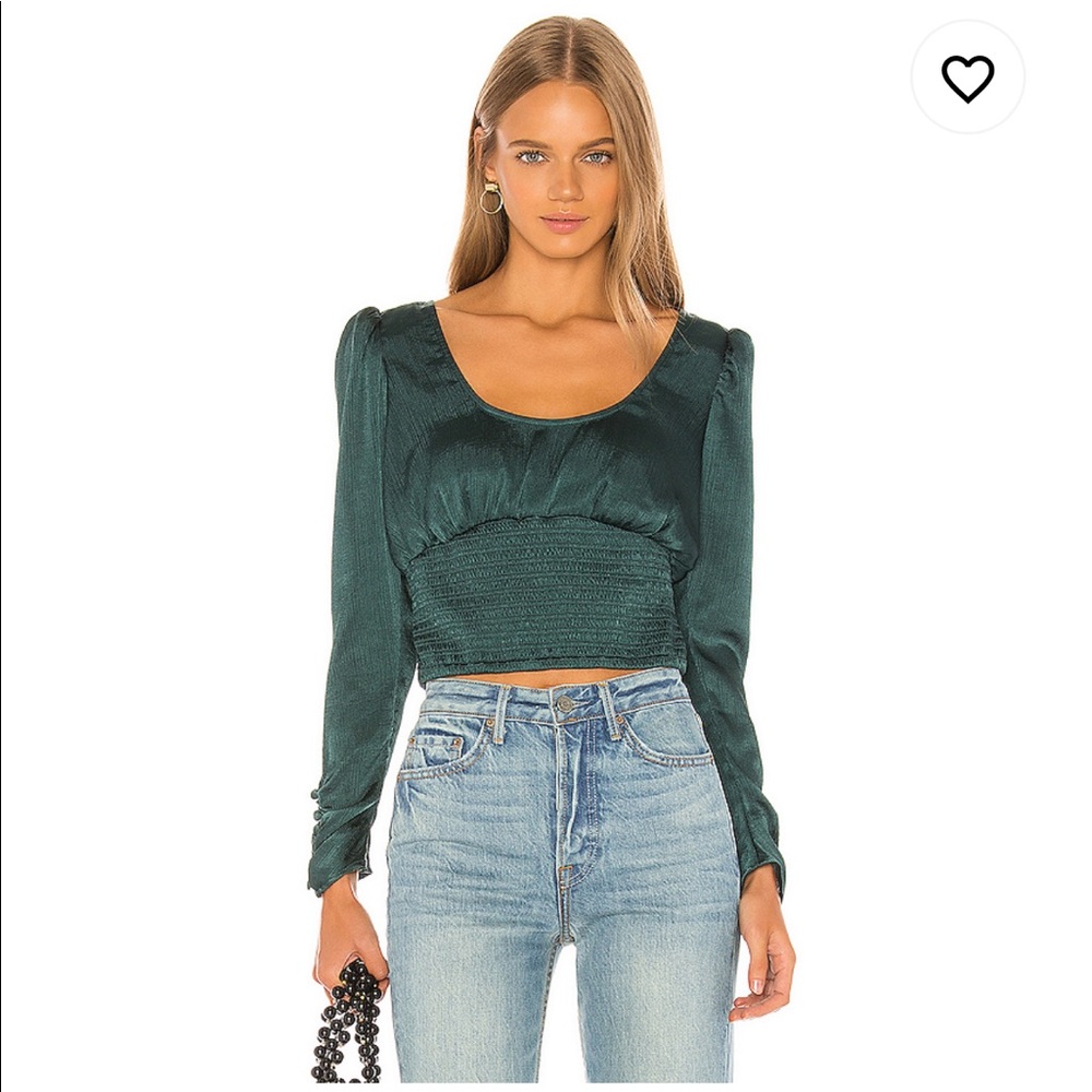 Free People/Revolve Boho Green crop blouse Large